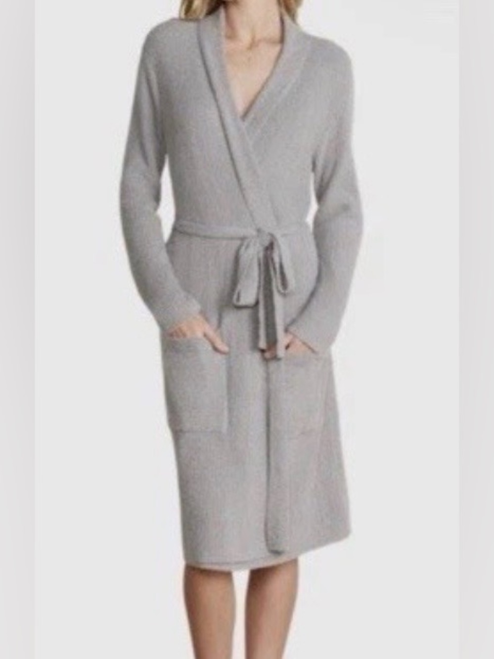Barefoot Dreams Cozychic Lite Ribbed Robe Dove Gray